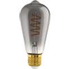 Eglo LED E27 dimmerabile, lampadina a spirale, lampada vintage nero-trasparente in design retrò, 4 Watt, 100 Lumen, illuminante bianco caldo, 2000k, Edison ST64, Ø 6,4 cm