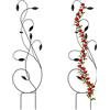 Relaxdays Grigliati per Rampicanti in Metallo, Set da 2, Supporti per Piante, Tralicci, H x L: 144 x 39 cm, Nero