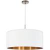 Eglo La lampada a sospensione Pasteri, lampada a sospensione in tessuto a uno punto luce, lampada appesa in acciaio e tessuto, nichel opaco, bianco, rame, E27, diametro 53 cm