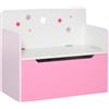 Panca contenitore con schienale in legno per bambini da 3-6 anni, 60x30x50 cm, rosa