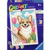 RAVENSBURGER, CREART Ravensburger - creart serie d - floral corgi, dipingere con i numeri per bambini 9+ anni