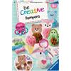 Ravensburger - be creative - be creative midi: ponpon kawaii portachiavi, giochi creativi bambini 4 anni o piú