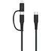FIXED Cavo da USB-C a USB-C + adattatore Lightning 60W, PD, MFi, 2 m, cavo fisso 2w1, nero