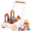 Le Toy Van - PL22 - Gioco educativo Carrello Primi Passi multiattività per Bambini, 1 Anno, con Scomparto 45 Blocchi in Legno, Montessori, Girello, Ecologico, riconoscimento Forme e Colori, Petilou