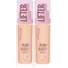 Maybelline New York Lifter Plump & Glow Fondotinta Illuminante Idratante Rimpolpante Finish Naturale per Tutti i Tipi di Pelle SPF 15 Colore 110 Acido Ialuronico e Niacinamide - 2 Flaconi da 30ml