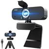 Lusinx Webcam 1080P per computer/laptop/desktop/PC, fotocamera esterna con microfono, USB Plug&Play, correzione automatica della luce bassa, copertura privacy, treppiede, grandangolo per riunioni