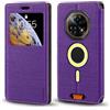 Shantime Custodia in pelle con finestra per Doogee Fire 5 Ultra - Viola | 6.6 Elegante cover magnetica invisibile con finestra trasparente, fessura per carte e supporto