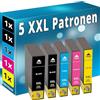 Inkadoo 5 cartucce XXL compatibili per Epson XP540 XP640 XP900 XP530 XP630 XP635 XP830 Set