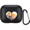 QIHENGPLUS Cover personalizzata a forma di cuore Compatibile con Apple AirPods 4, cover personalizzata morbida con la tua immagine (Nero)