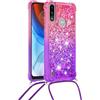 Hkess Custodia con Cordino per Motorola Moto E7 Power, Glitter Liquido Quicksand Custodia(Pendenza), Sparkly TPU Silicone Protettivo Case Anti Graffio Antiurto Cellulare Cover con Collana