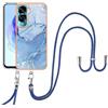 SNCLET Cover con Cordino per Honor 90 Lite Custodia con Collana Staccabile Regolabile Antiurto TPU Edges PC Back Anti Scratch Custodia Marmo Protettiva Case per Honor 90 Lite 6.7,Marmo Blu