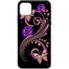 Mixroom - Cover Custodia Back case In TPU Silicone Morbido Per Motorola Moto G15 / Moto G15 Power Fantasia Farfalle dorate e fiori viola U915