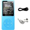 casstaly Lettore MP3, lettore musicale, dispositivo di registrazione, portatile, per correre, camminare, riprodurre musica, blu