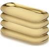 YUENPUN 4 vassoi ovali in acciaio inox dorati, 30 x 12 cm, vassoi in metallo a specchio, vassoio per gioielli, cosmetici, cosmetici, cosmetici, cosmetici, per organizzare piccoli oggetti, bagno