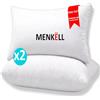 MENKËLL Cuscini Letto per Federe Standard 80x50 - Guanciali Anallergici, Antiacaro e Traspiranti - Imbottitura in Fibra Vergine Ultra-Soffice, Rivestimento 100% Cotone - Altezza 20cm (78x48cm, 2 Cuscini)
