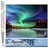 Figured'Art Dipingere con i Numeri - Paint by Numbers Aurora boreale, Passatempo per Adulti, Kit Completo, Hobby Creativi - Quadri fai da te 40x50cm senza cornice