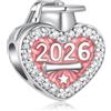 Vegaine Cuore di Laurea Rosa 2026 Charms per Braccialetti Graduation Charm Gioielli Regali per Donne