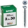 SPAX Vite universale, 3,5 x 30 mm, 200 Pezzi,A croce Z2, 4CUT, WIROX A3J, 1081010350303
