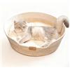 ZSOPN Cuccia per gatti in rattan con cuscino, rotonda, per animali domestici, cestino e cuscino in rattan fatto a mano, 50 x 50 x 21 cm, colore: marrone e bianco
