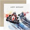 Old English Company Biglietto di compleanno per lui e lei, biglietto di compleanno con auto da corsa Go Kart, per uomini e donne, biglietto di compleanno per ragazzo - nipote, figlio, zio, papà, marito, busta interna