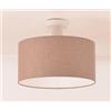 Illuminando CILINDRO PLAFONIERA BIANCA CON PARALUME D35 CM IN TESSUTO DI LINO 3 COLORI LAMPADINA ATTACCO E27