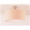 Illuminando CILINDRO PLAFONIERA BIANCA CON PARALUME D43 CM IN TESSUTO DI LINO 3 COLORI LAMPADINA ATTACCO E27