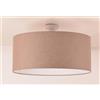 Illuminando CILINDRO PLAFONIERA BIANCA CON PARALUME D48 CM IN TESSUTO DI LINO 3 COLORI LAMPADINA ATTACCO E27