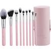 SaDM Shiny Set pennelli make up 9 pezzi con custodia - Pennelli trucco viso e occhi per fondotinta, cipria, correttore, fard, ombretto, contour - Setole sintetiche professionali