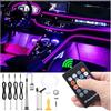 QAUBEN Auto illuminazione ambiente fibra ottica 8 colori musica suono attivo con RF telecomando auto kit di illuminazione dell'atmosfera decorativa DC 12V 1W 4m