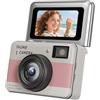 Bewinner Piccolo Videoregistratore Portatile, Videocamera Digitale Portachiavi 4K con Schermo Ribaltabile da 1,47 Pollici Luce LED Fotocamera da 68 MP per Vlog di Viaggio Uso Notturno (PINK)