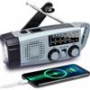 Fuhuihe Survival Radio con Powerbank 2000mAh, Radio a Manovella e Solare, Radio AM/FM con Allarme SOS e Torcia, per Blackout, Sopravvivenza Outdoor, Campeggio, Auto, Colore: Grigio-Blu