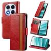 MOJIA Cover per Xiaomi Redmi Note 14 PRO 5G / Poco X7 5G, PU Custodia Antiurto Resistente ai Graffi, Custodia Flip Portafoglio per Telefono con Supporto e Slot per Schede. Rosso