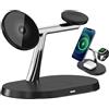 Generisch Supporto magnetico per caricabatterie wireless - 18 cm, supporto per telefono, ricarica rapida da 15 W, stazione multifunzione per telefono, orologio, cuffie, ricarica wireless, ufficio casa
