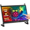 wisecoco 7 Pollici Touch Monitor per Raspberry Pi HDMI IPS 1024x600 Mini LCD Display per RPI Pi 5/4B/3B 2 Zero B B+ Windows Driver-Free