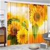 Odot Tende Soggiorno Semi Trasparenti, Motivo Girasole 3D Tenda Voile con Tasca per Asta 2 Pannelli Filtranti Finestra Moderna per Camera da Letto Cucina Balcone (Girasole giallo A,107x213cm)