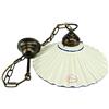 fd-bolletta arredamento e illuminazione Lampadario sospensione,lampada ottone da soffitto,paralume ceramica bordo blu,illuminazione per interni l1033 Misure:H 74cm,Ø piatto 29cm