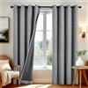 Deconovo Tende per Interni Oscuranti 100% con Occhielli - Set di 2 Tende Termiche Isolanti in Tessuto Effetto Lino, 140x290 cm, Grigio Chiaro, per Camera da Letto e Soggiorno
