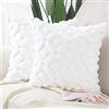 Madizz 2 Pezzi Federe in Lana Corta Velluto Copricuscini Morbido Decorativo Fodere per Cuscino Lusso Stile per Divano Camera da Letto Bianca Quadrate 55x55 cm