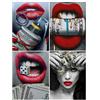 DCIDBEI 30 x 40 cm 5D 4 Set Diamond Painting Donna Sexy, fai da te ricamo con diamante labbra rosse, puzzle diamante adulti rotondo, kit per il tempo libero creativo per bambini, decorazione da
