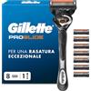 Gillette Proglide 1 Rasoio Barba Uomo e 8 Lamette di Ricambio con Doppia Lubrificazione Prima e Dopo le Lame, Nuova Lubrificazione Everglide per una Profondità e Comfort Incredibili, Lama Barba Uomo