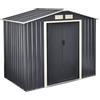 [en.casa] Casetta da Giardino con Doppia Porta Scorrevole Box Capanno Porta Attrezzi Ripostiglio da Esterno in Lamiera con Telaio in Metallo Tetto Inclinato 213x127x185 cm - Grigio Scuro