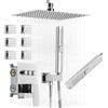 VEVOR Set Doccia con Sistema Doccia a Pioggia, in Acciaio Inox da 254 mm, 6 Getti Laterali, Doccetta, Soffione a Pioggia Girevole, 3 Funzioni, Valvola in Ottone e Kit di Finitura, Cromato