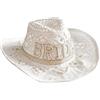 Comebachome Cappello da Cowgirl da Sposa, Cappello da Cowboy da Sposa Vuoto Bianco Perle Finte con Strass Cappellini da Sole Estivi per Matrimonio, Halloween, Festival Musicali, Cosplay, Cowgirl Bianca, Cowboy