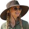 Zidoley Cappello da sole da donna con protezione UPF 50+, tesa larga 12 cm, cappello estivo pieghevole con sottogola, 2 modalità di utilizzo, cappello da pescatore/cowboy, traspirante, con 5