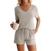 Ekouaer Pigiama Donna Estivo Comodo e Traspirante Maniche Corto Scollo a V Pjs Cachi S