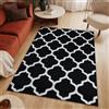TAPISO Luxury Tappeto Soggiorno Pelo Corto Design Moderno Motivo Astratto Marocchino Geometrico Trellis tonalità Nero Bianco Salotto Sala Camera Stanza Ragazzi Oeko-Tex 120 x 170 cm