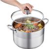 VEVOR Pentola in acciaio inossidabile VEVOR da 11,4 L. Grande pentola per minestre con coperchio in vetro. Adatta all'induzione. Pentola per pasta di alta qualità. Senza PFOA e PFAS. Per fornelli a gas e piani cottura elettrici. Ideale per stufati, …
