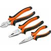 WOKIN Toolstek WOKIN - Set di 3 pinze resistenti con becco lungo 15,2 cm, diagonale da 15,2 cm, pinze combinate isolate da 17,8 cm, impugnatura morbida, strumenti combinati per cavi