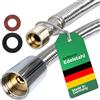 H2O-Flex Tubo flessibile per doccia M15 x 1 e dado conico da 1/2, 2000 mm, DVGW, tubo corazzato con treccia in acciaio inox, per rubinetti da cucina e bagno con doccetta estraibile, tubo doccia di ricambio