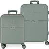 Pepe Jeans Set Valigia Accent Verde 55/70 cm ABS Rigido Chiusura TSA Integrata 116L 7,54 kg 4 Doppie Ruote Bagaglio a Mano